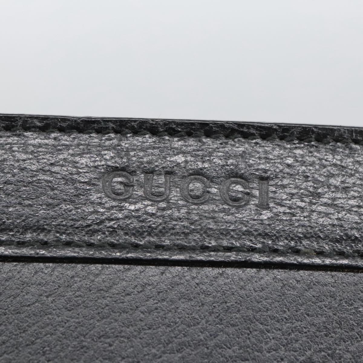 GUCCI Clutch Bag Leather Black Gold ar13009