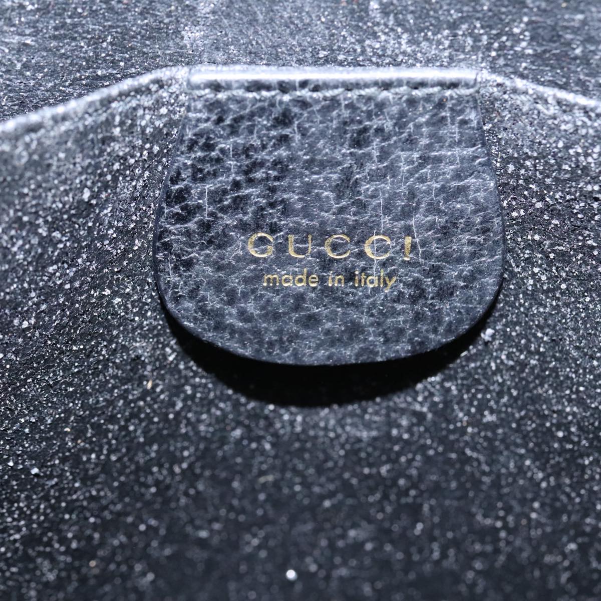 GUCCI Clutch Bag Leather Black Gold ar13009