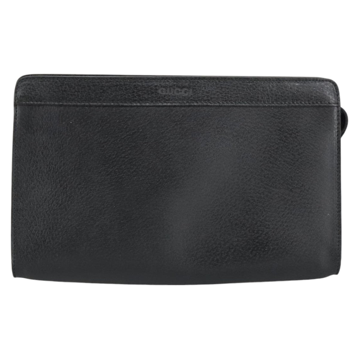 GUCCI Clutch Bag Leather Black Gold ar13009