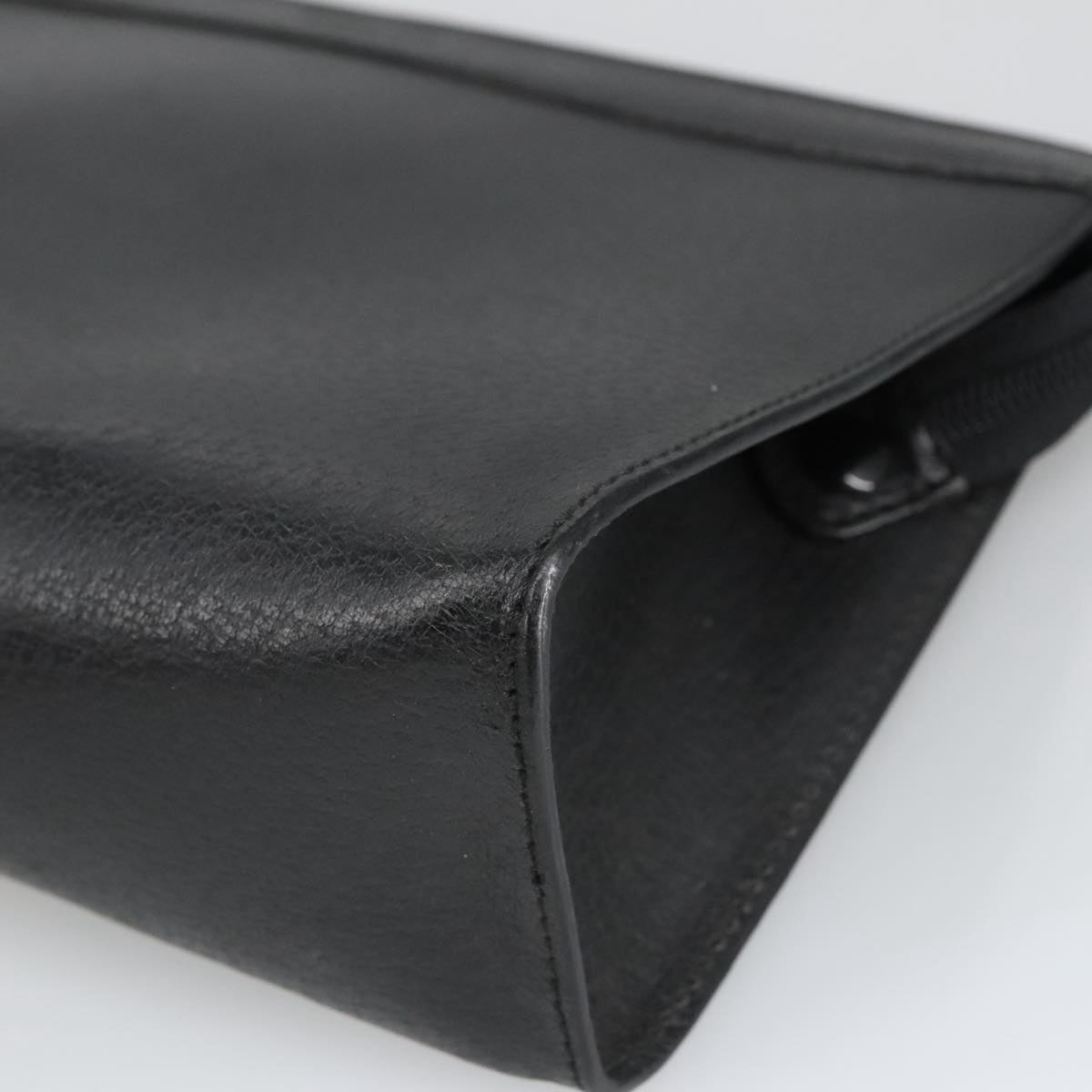GUCCI Clutch Bag Leather Black Gold ar13009