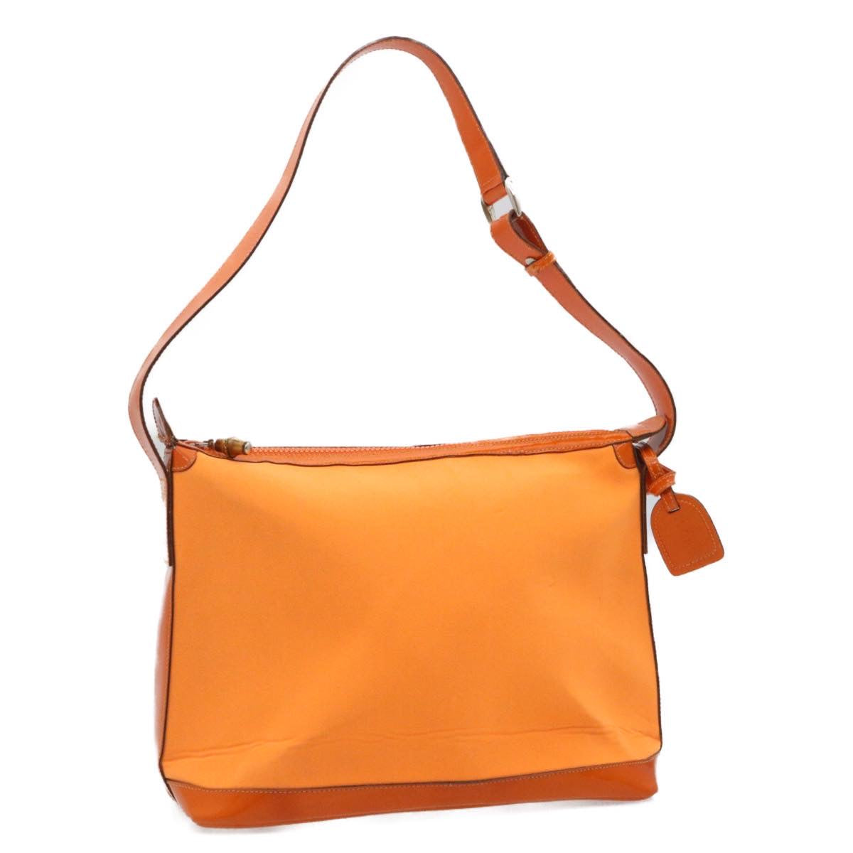 GUCCI Bamboo Shoulder Bag Nylon Enamel Orange ar2074