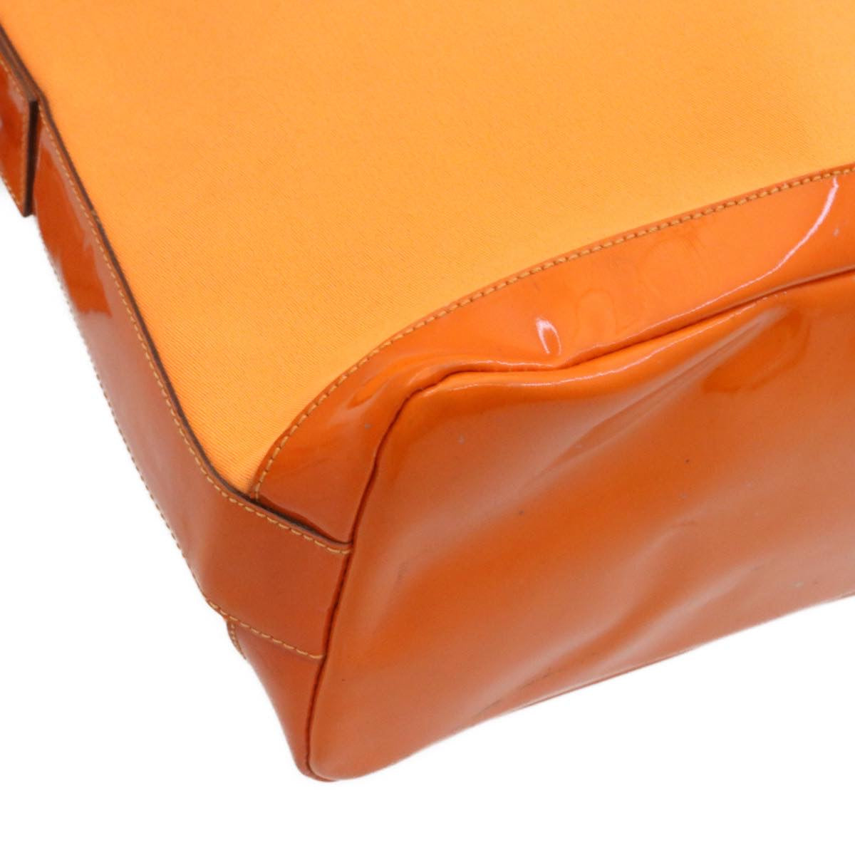 GUCCI Bamboo Shoulder Bag Nylon Enamel Orange ar2074