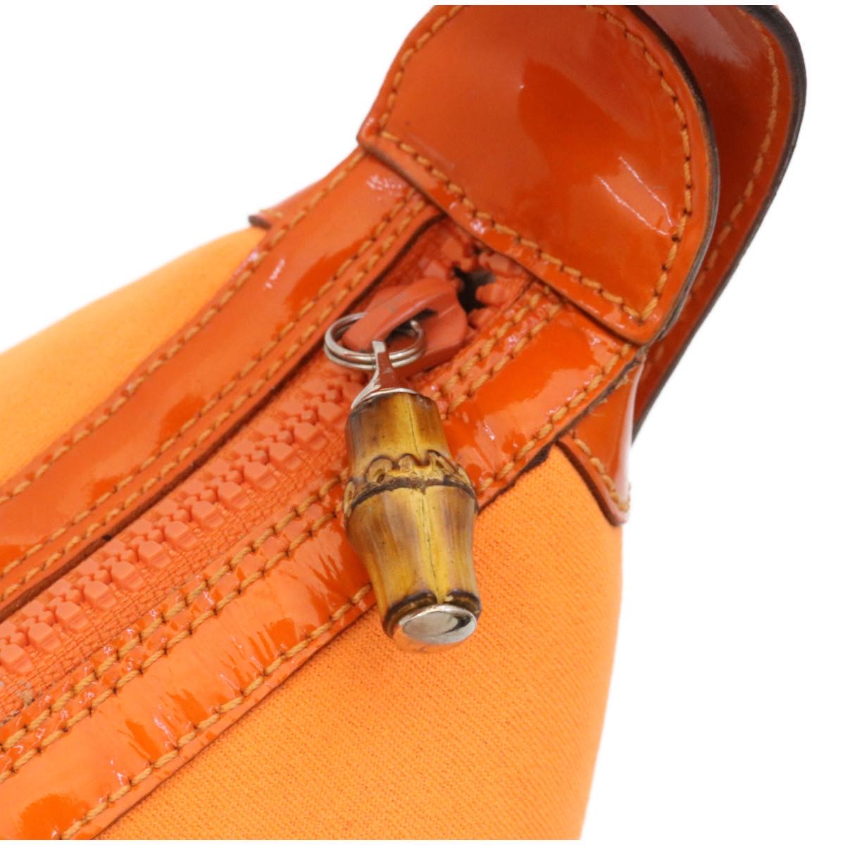 GUCCI Bamboo Shoulder Bag Nylon Enamel Orange ar2074