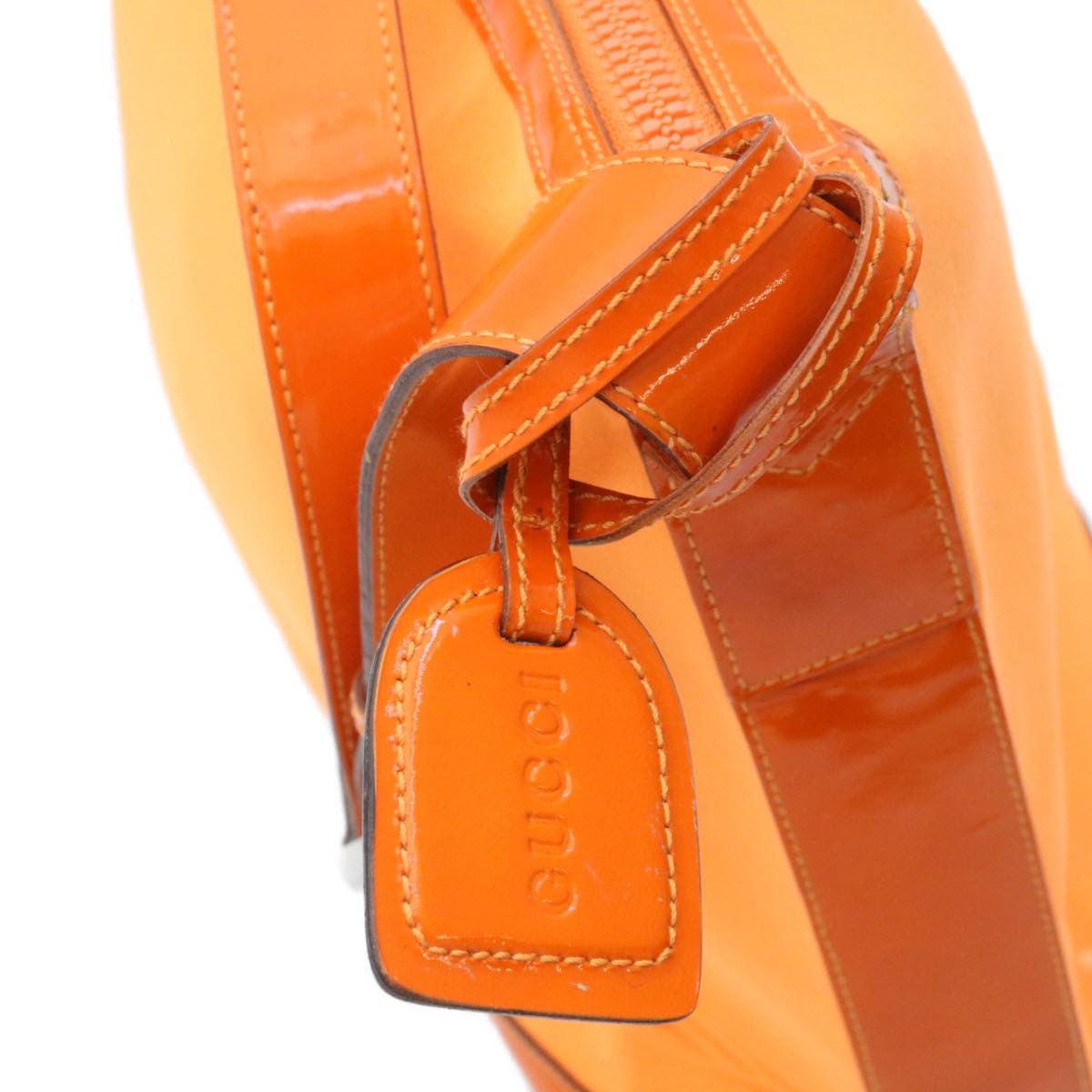 GUCCI Bamboo Shoulder Bag Nylon Enamel Orange ar2074