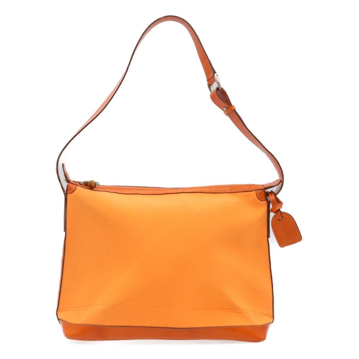 GUCCI Bamboo Shoulder Bag Nylon Enamel Orange ar2074