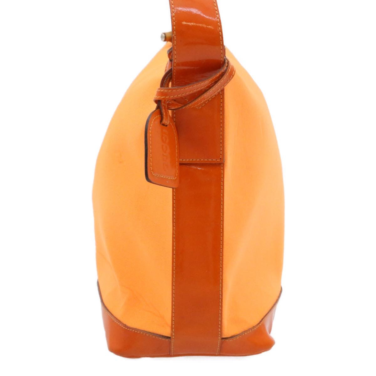 GUCCI Bamboo Shoulder Bag Nylon Enamel Orange ar2074