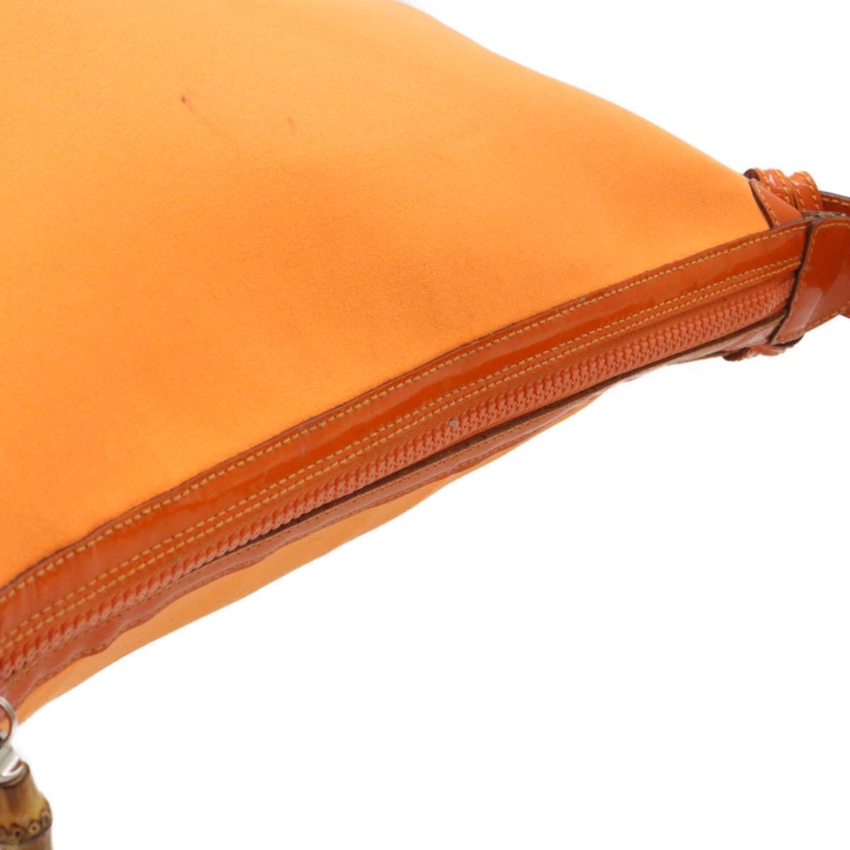 GUCCI Bamboo Shoulder Bag Nylon Enamel Orange ar2074