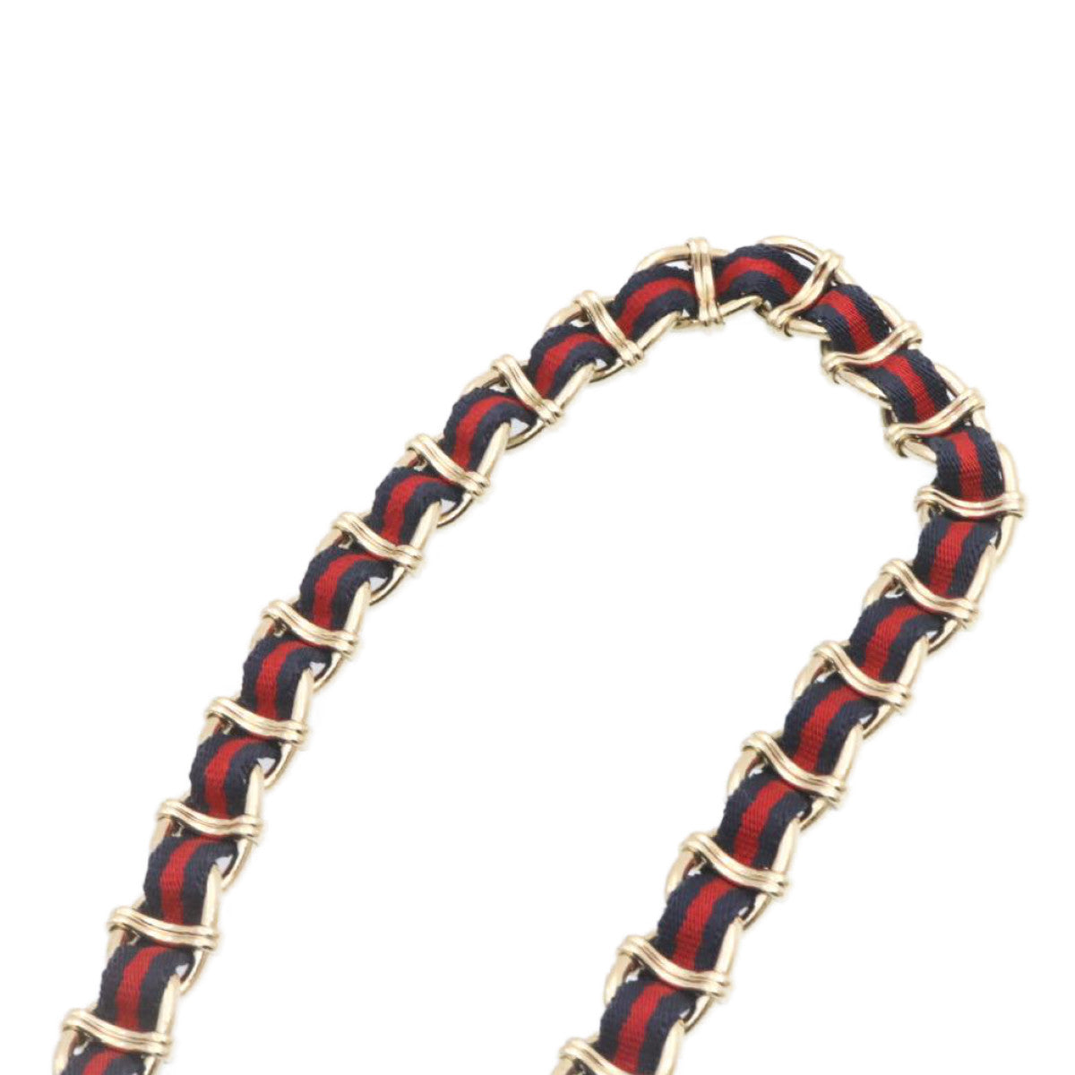 GUCCI Sherry Line Chain Belt Navy Red ar5271