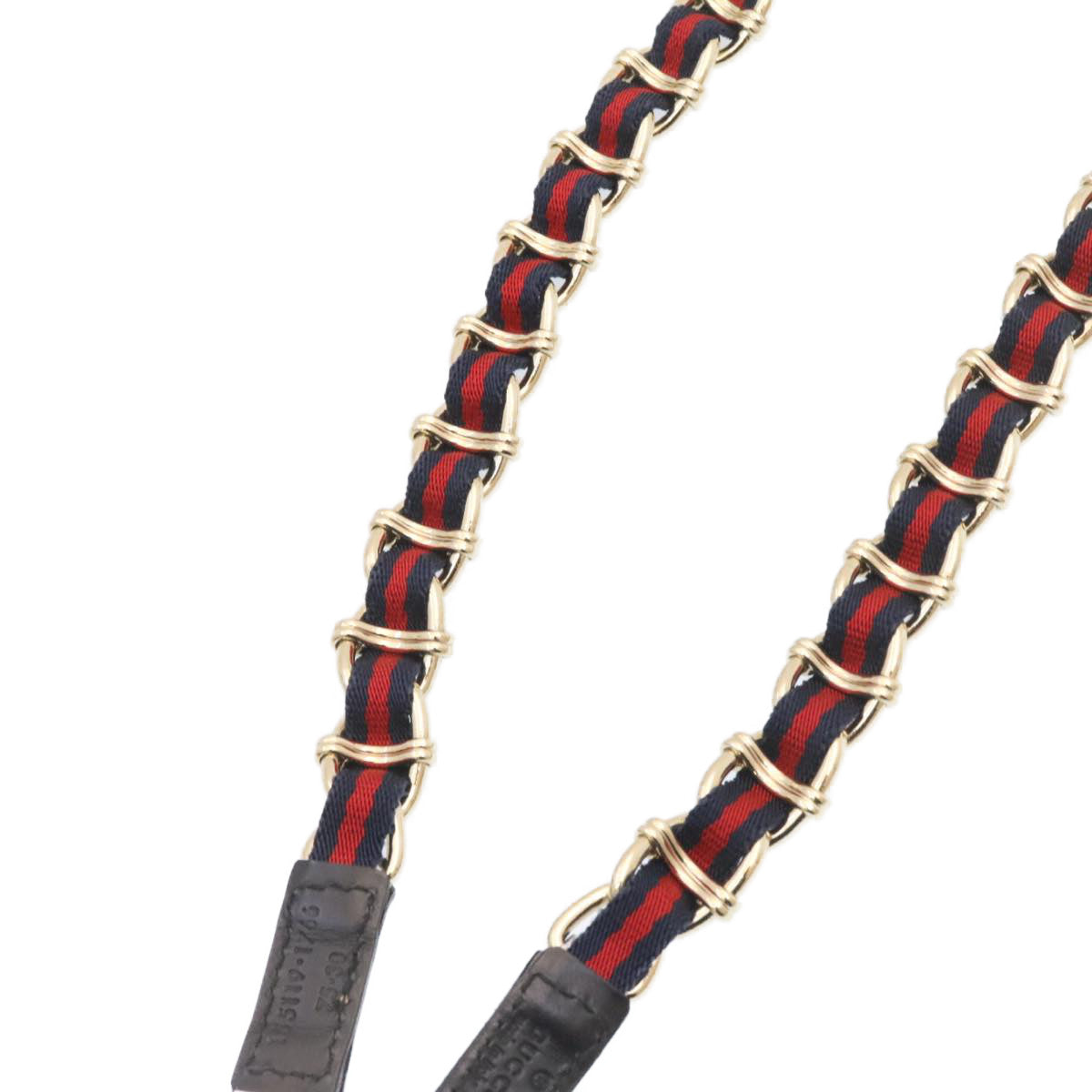 GUCCI Sherry Line Chain Belt Navy Red ar5271