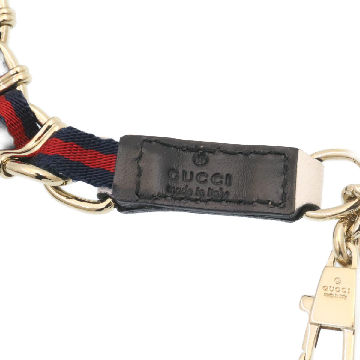 GUCCI Sherry Line Chain Belt Navy Red ar5271