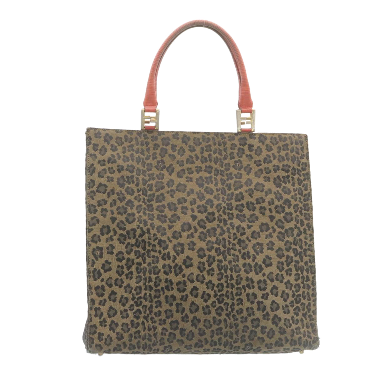 FENDI Panther Hand Bag Canvas Brown Black ar5672