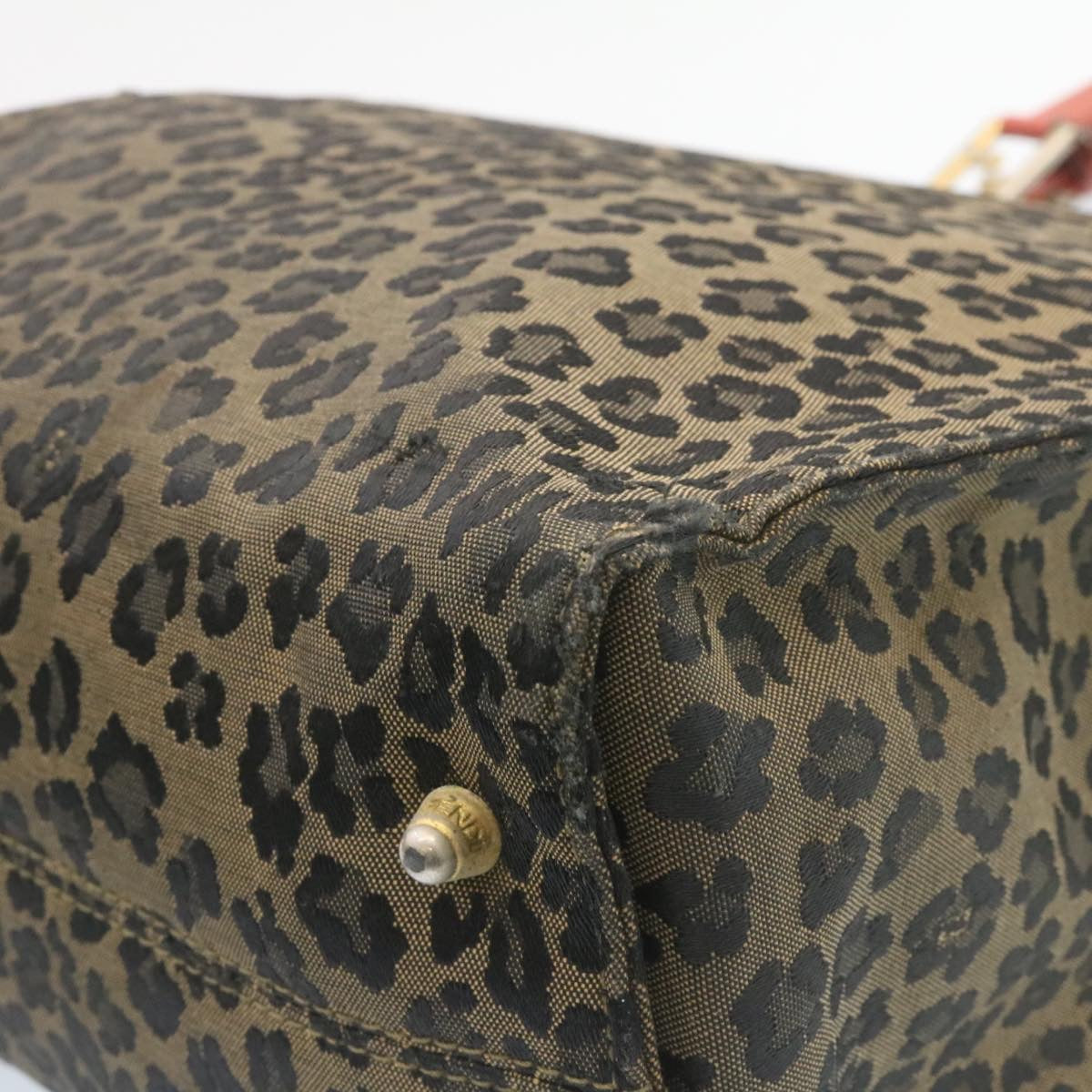 FENDI Panther Hand Bag Canvas Brown Black ar5672