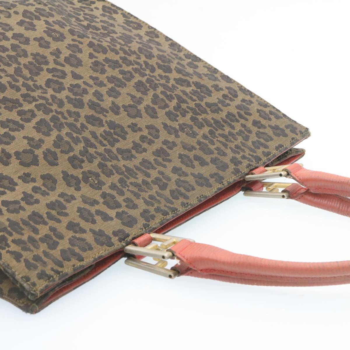 FENDI Panther Hand Bag Canvas Brown Black ar5672