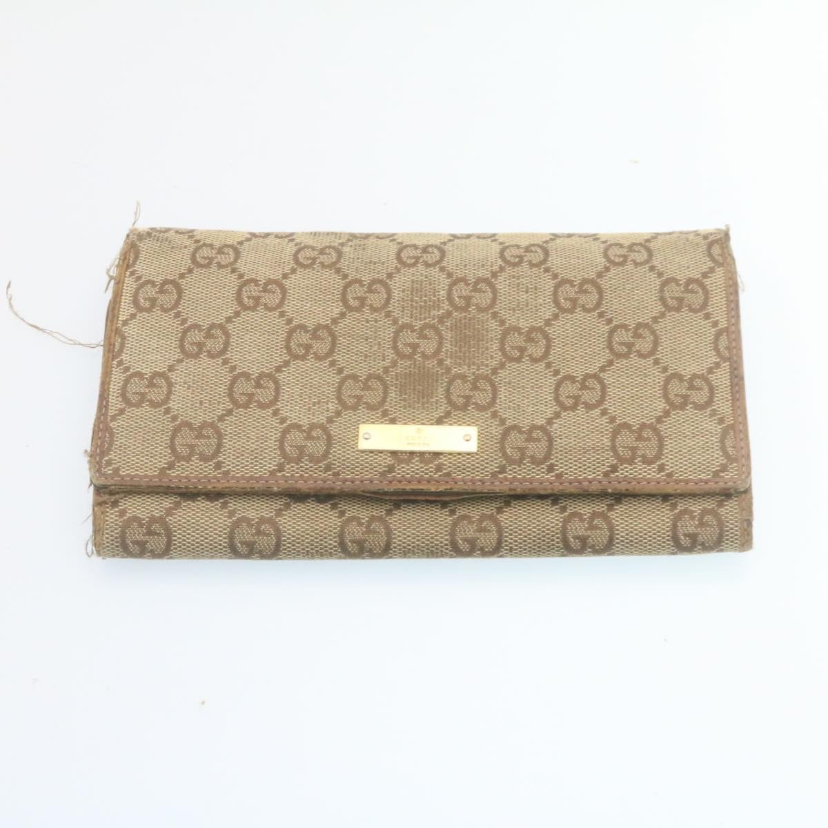 GUCCI GG Canvas Long Wallet Leather 6Set Black Brown ar6414