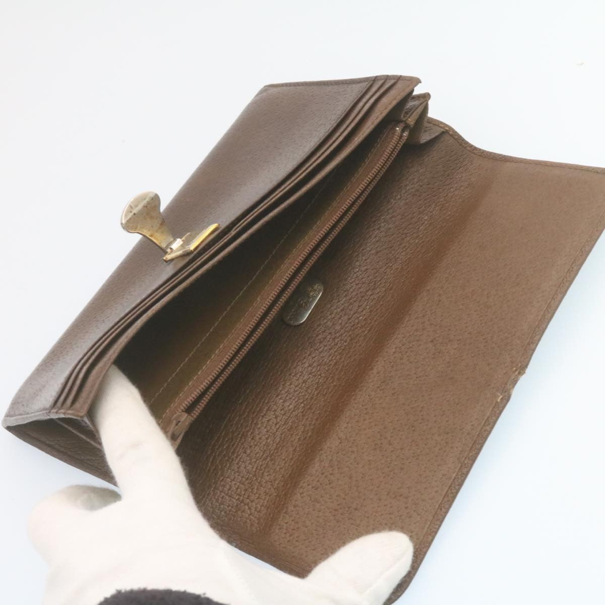 GUCCI GG Canvas Long Wallet Leather 6Set Black Brown ar6414