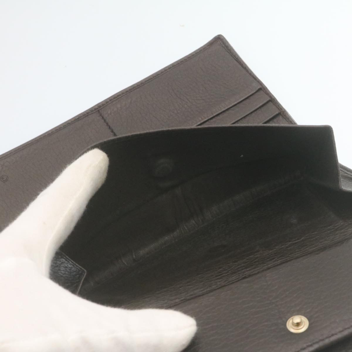 GUCCI GG Canvas Long Wallet Leather 6Set Black Brown ar6414