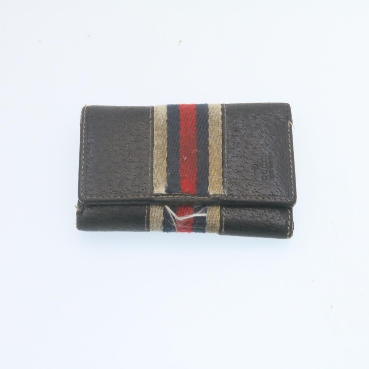 GUCCI GG Canvas Key Case Leather 6Set Black White ar6421