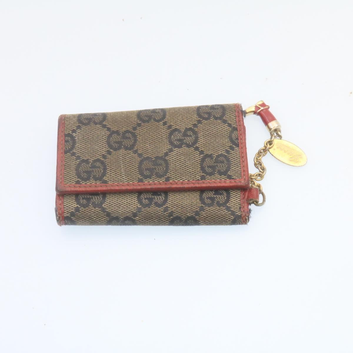 GUCCI GG Canvas Key Case Leather 6Set Black White ar6421
