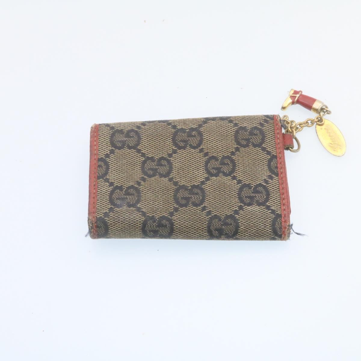 GUCCI GG Canvas Key Case Leather 6Set Black White ar6421