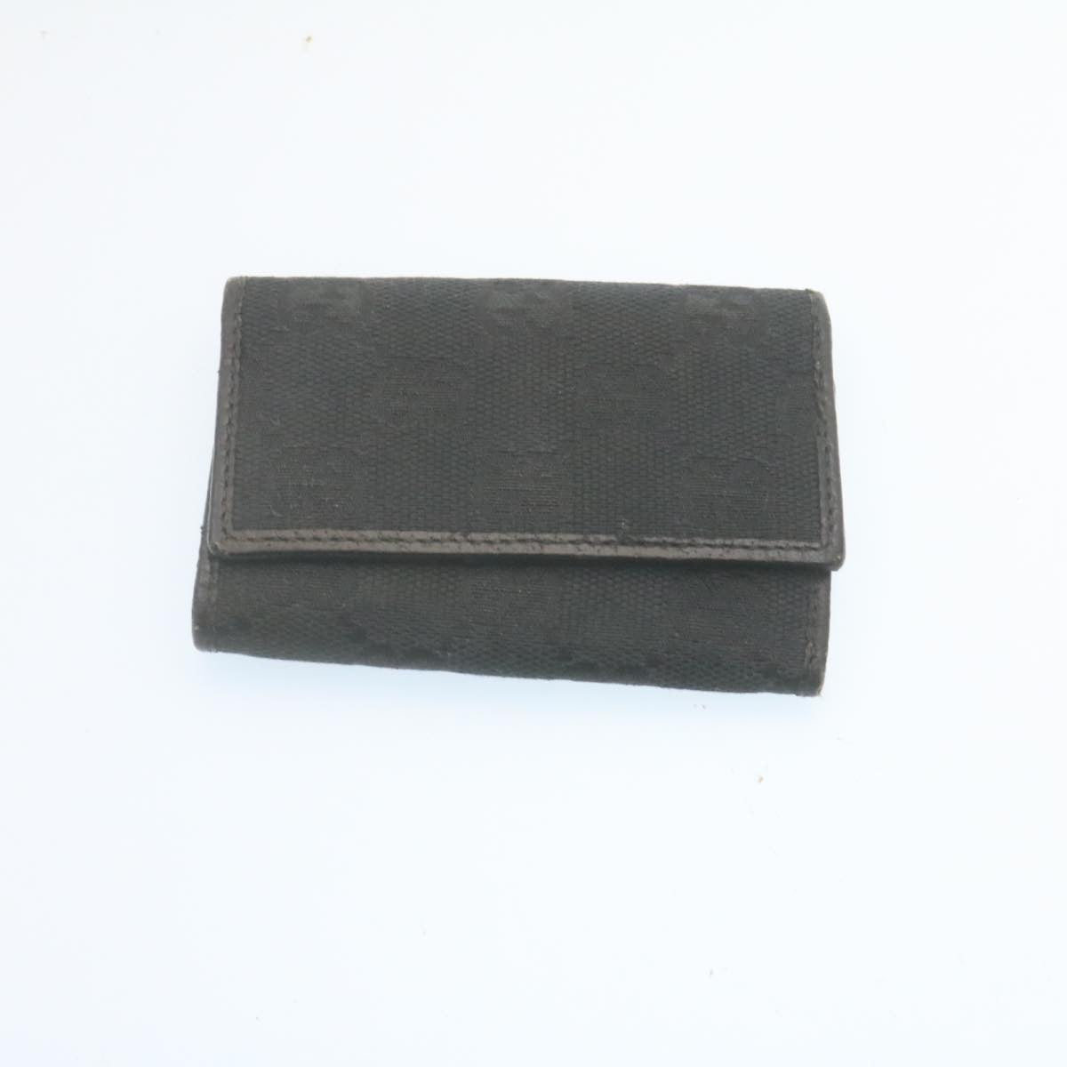 GUCCI GG Canvas Key Case Leather 6Set Black White ar6421