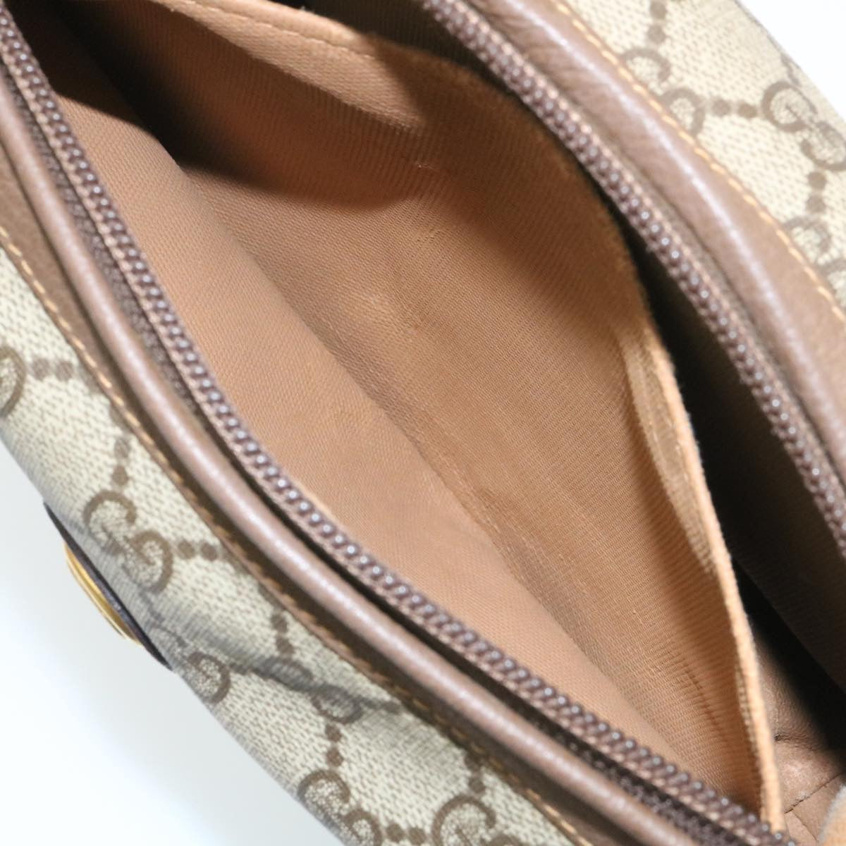 GUCCI GG Canvas Pouch PVC Leather Beige ar6441