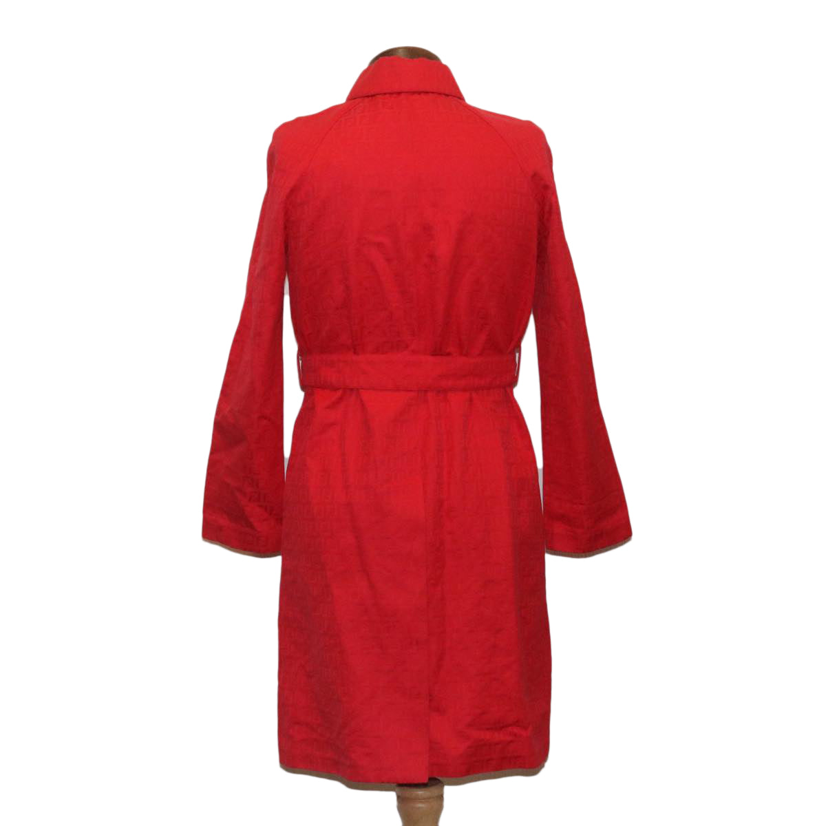 FENDI Zucchino Canvas Long Coat Jacket Red ar6698