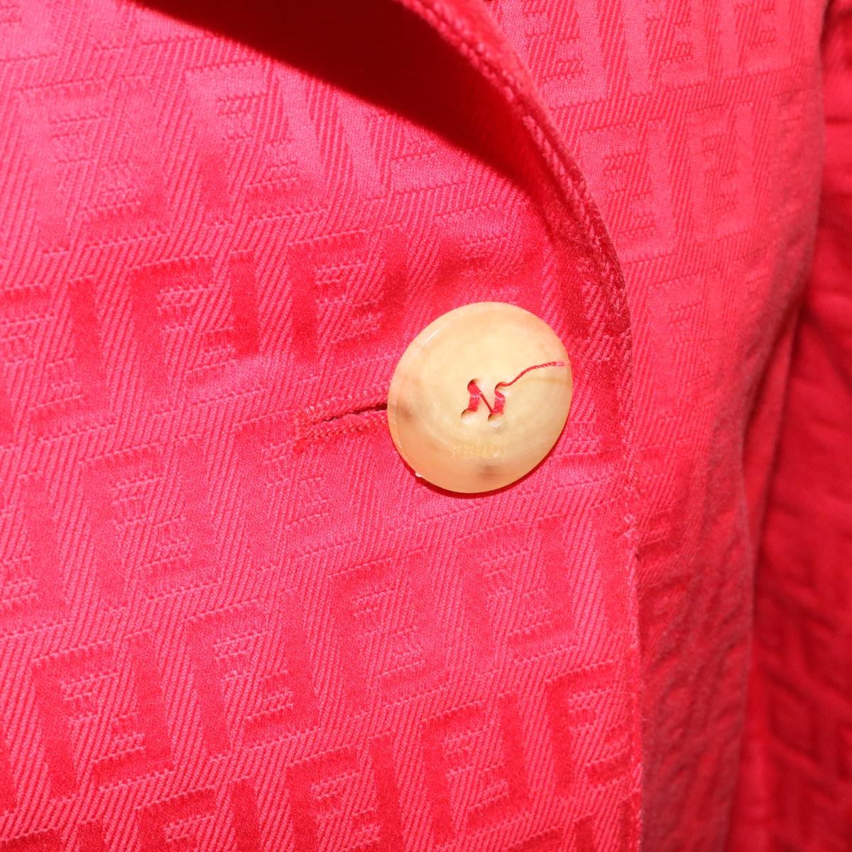 FENDI Zucchino Canvas Long Coat Jacket Red ar6698