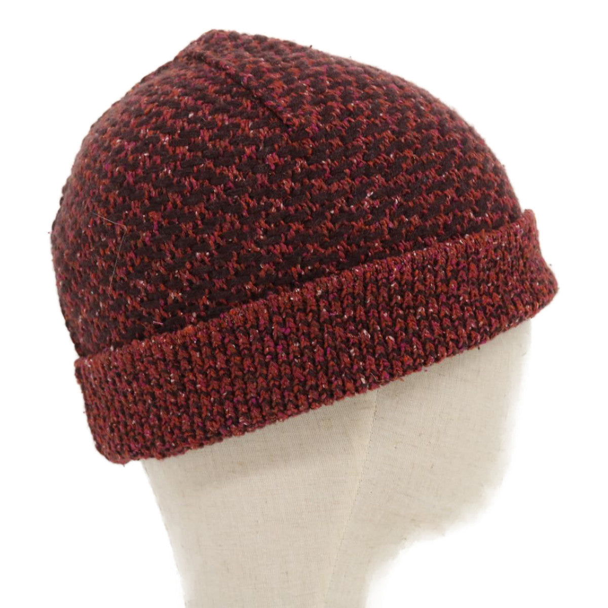 FENDI Beanie Watch Cap knitted Wool Brown Red ar6833