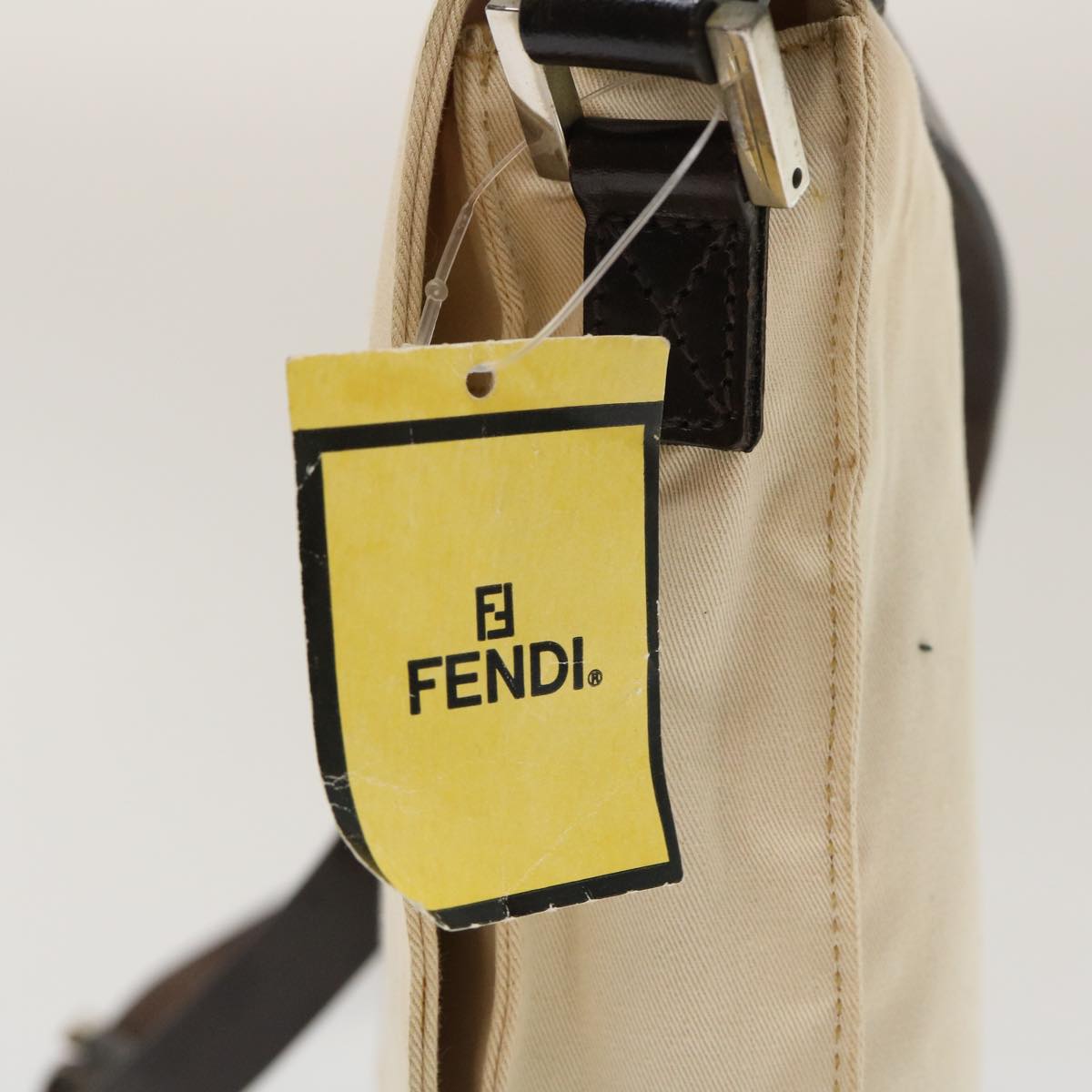 FENDI Shoulder Bag Pouch Canvas Beige ar6924