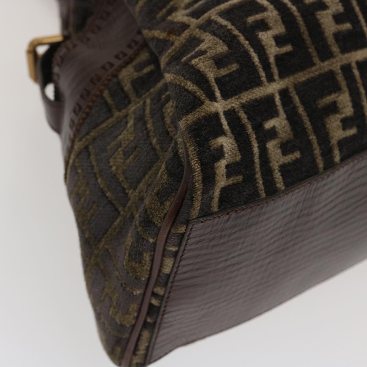 FENDI Zucca Canvas Tote Bag Velor Brown Black ar6954