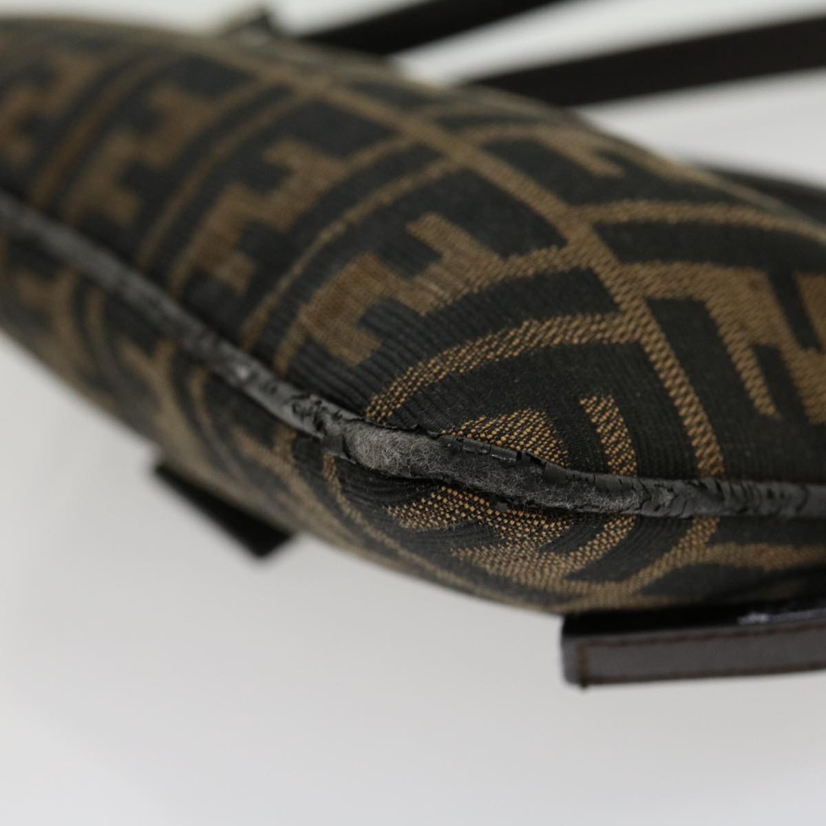 FENDI Zucca Canvas Mamma Baguette Shoulder Bag Black Brown ar7113