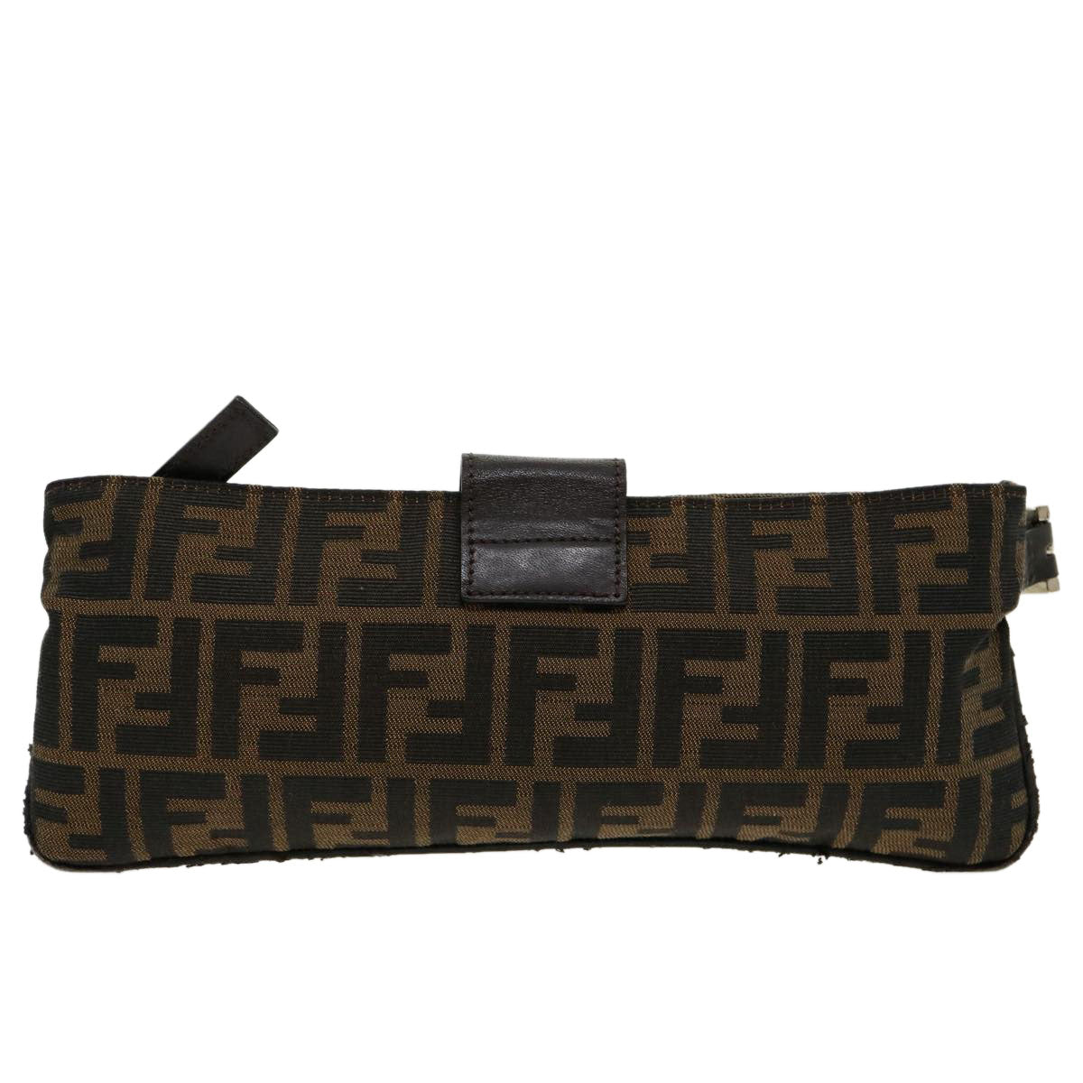 FENDI Zucca Canvas Mamma Baguette Shoulder Bag Black Brown ar7113