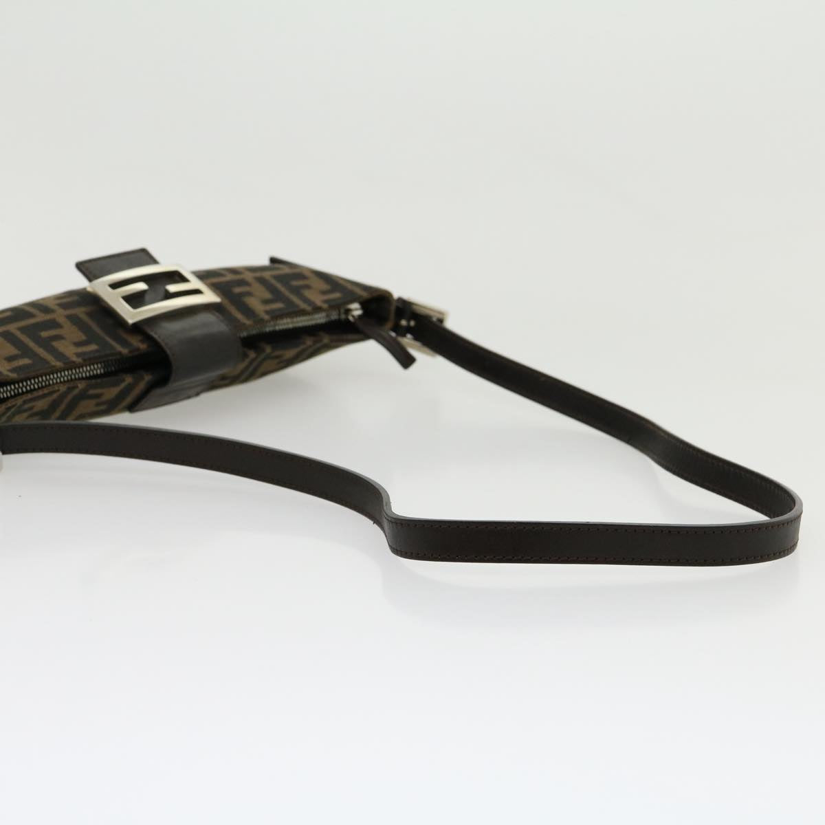 FENDI Zucca Canvas Mamma Baguette Shoulder Bag Black Brown ar7113