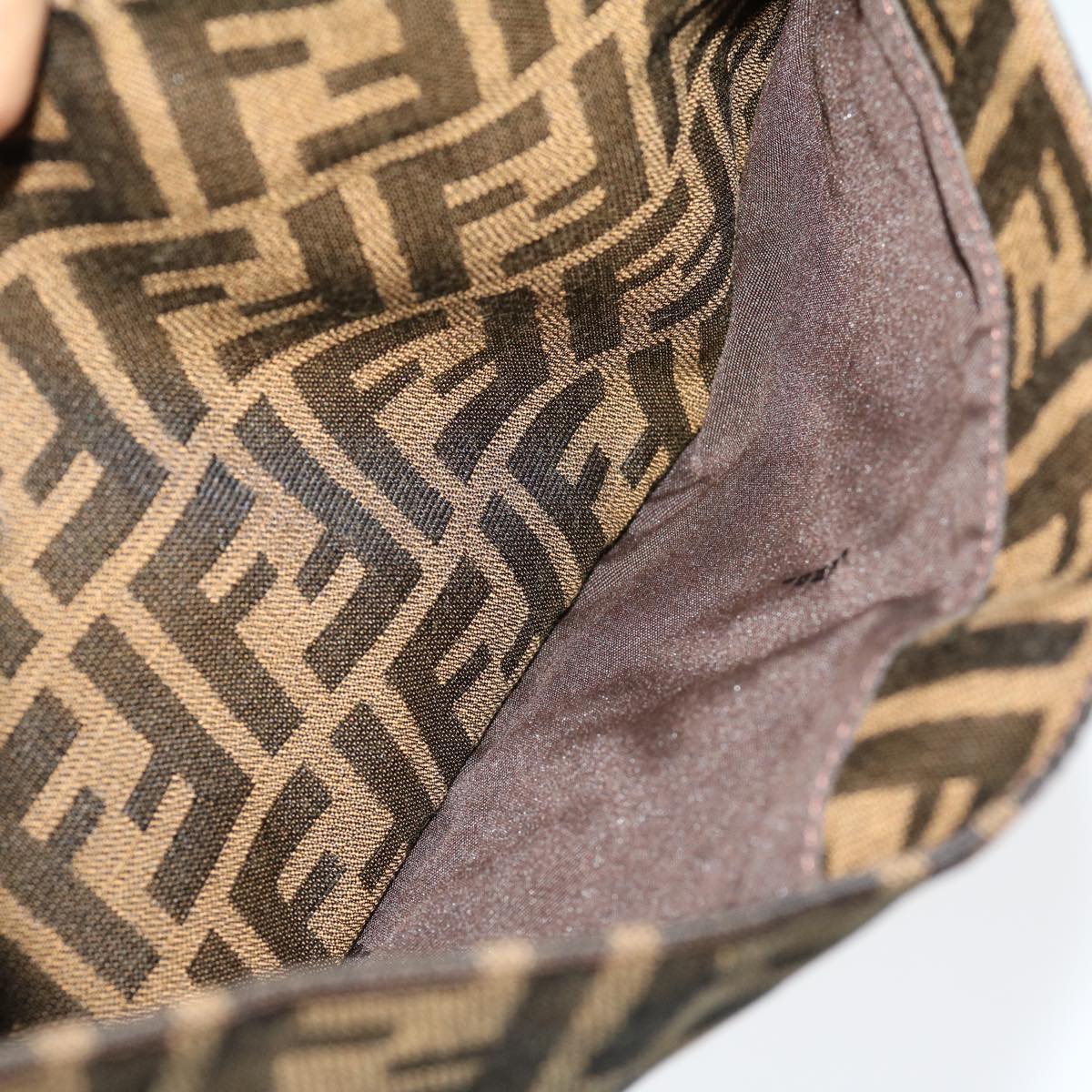 FENDI Zucca Canvas Mamma Baguette Shoulder Bag Brown Black ar7182A