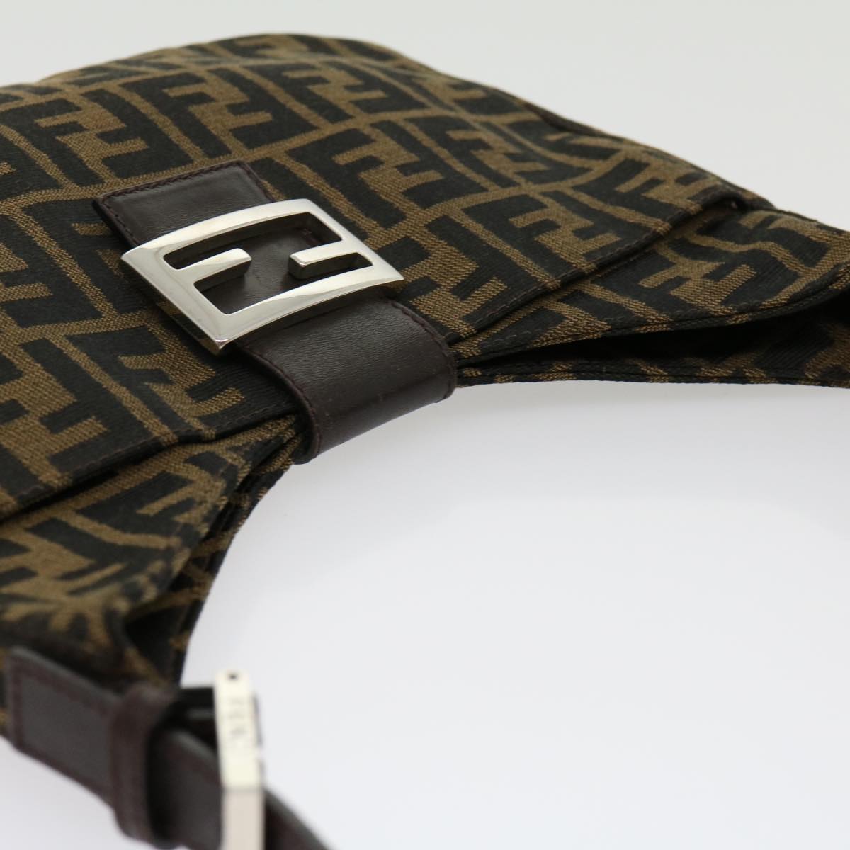 FENDI Zucca Canvas Mamma Baguette Shoulder Bag Brown Black ar7182A
