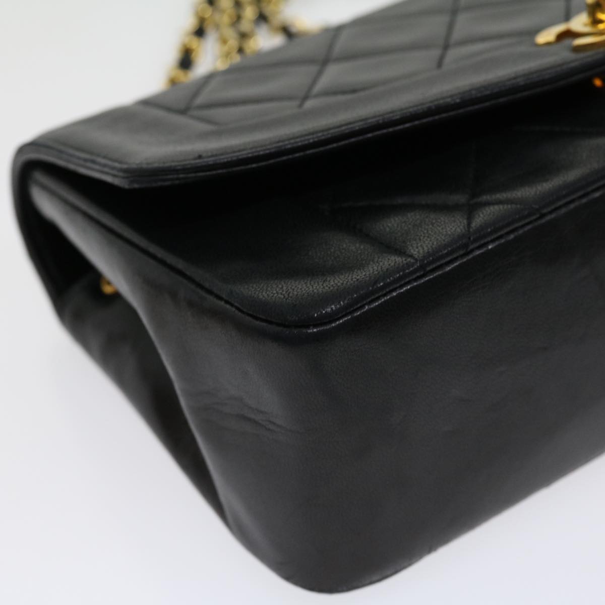 CHANEL Matelasse Diana Turn Lock Chain Shoulder Bag Lamb Skin Black ar7368A