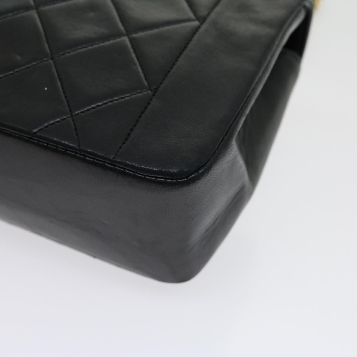 CHANEL Matelasse Diana Turn Lock Chain Shoulder Bag Lamb Skin Black ar7368A