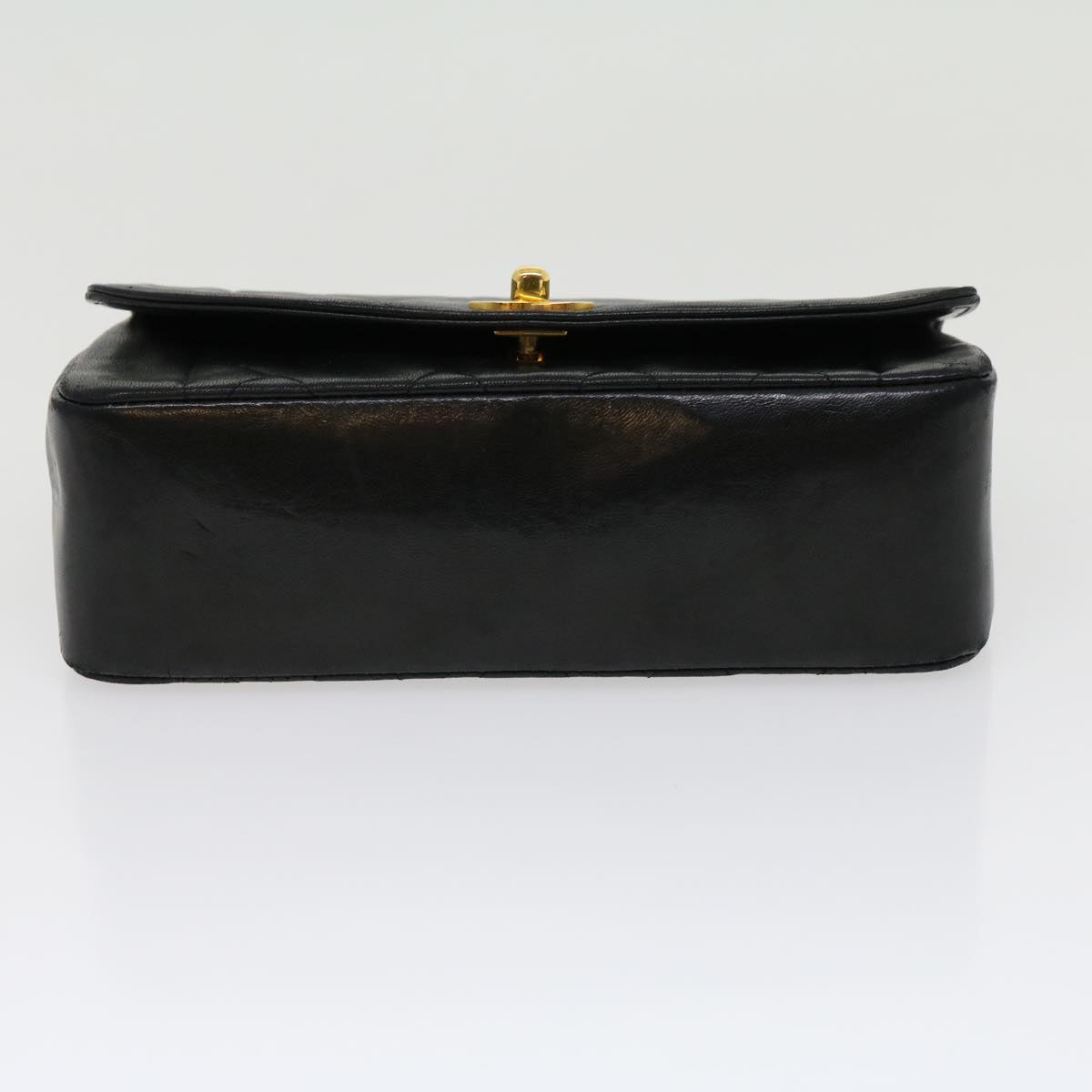 CHANEL Matelasse Diana Turn Lock Chain Shoulder Bag Lamb Skin Black ar7368A