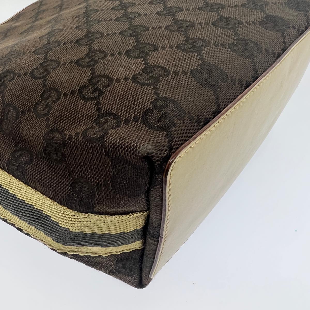 GUCCI Sherry Line GG Canvas Tote Bag Khaki Beige ar7449
