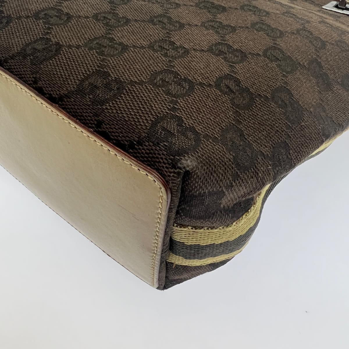 GUCCI Sherry Line GG Canvas Tote Bag Khaki Beige ar7449