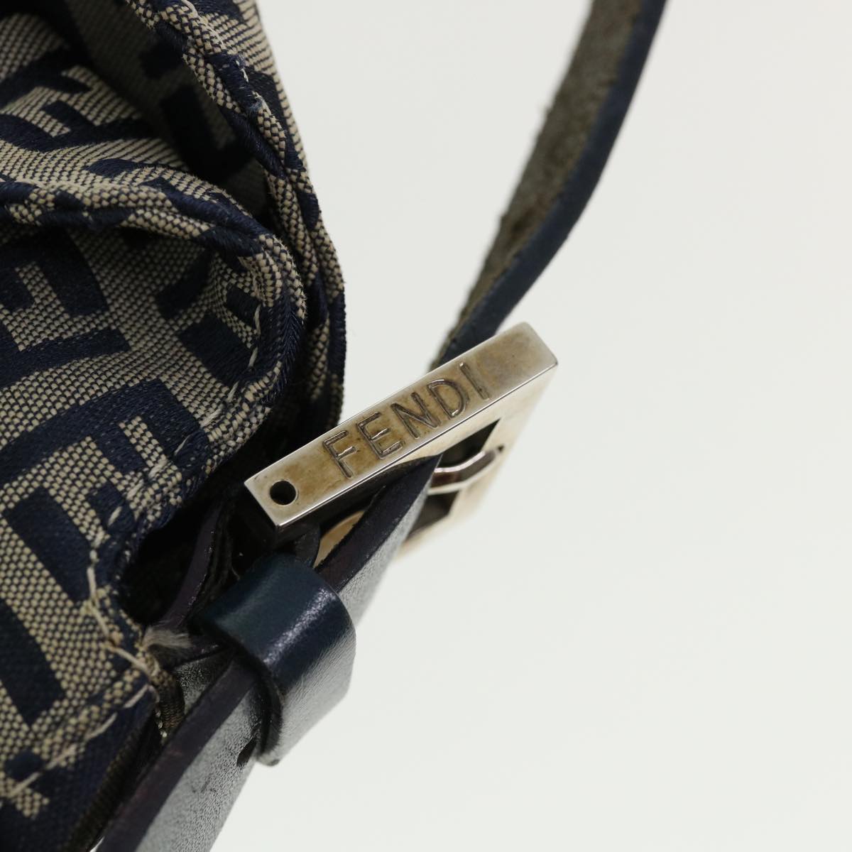 FENDI Zucca Canvas Mamma Baguette Shoulder Bag Navy ar7934