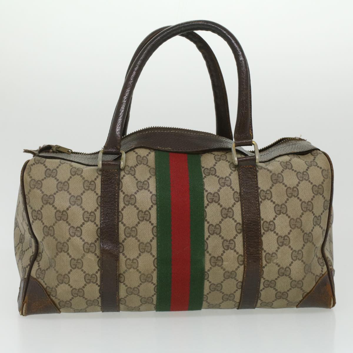 GUCCI GG Canvas Web Sherry Line Hand Bag 2Set Beige Red Green ar8498