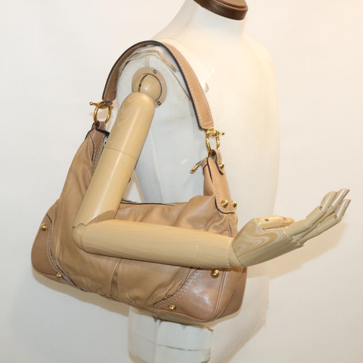 GUCCI Shoulder Bag Leather Beige 211966 ar8735