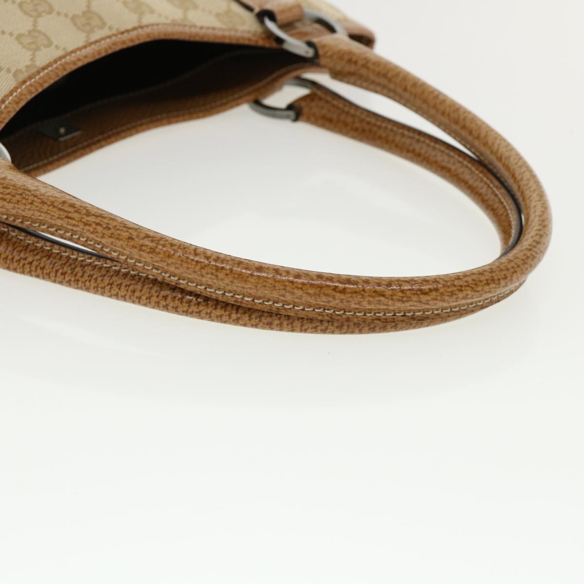 GUCCI GG Canvas Hand Bag Canvas Beige Brown 113015 ar8857