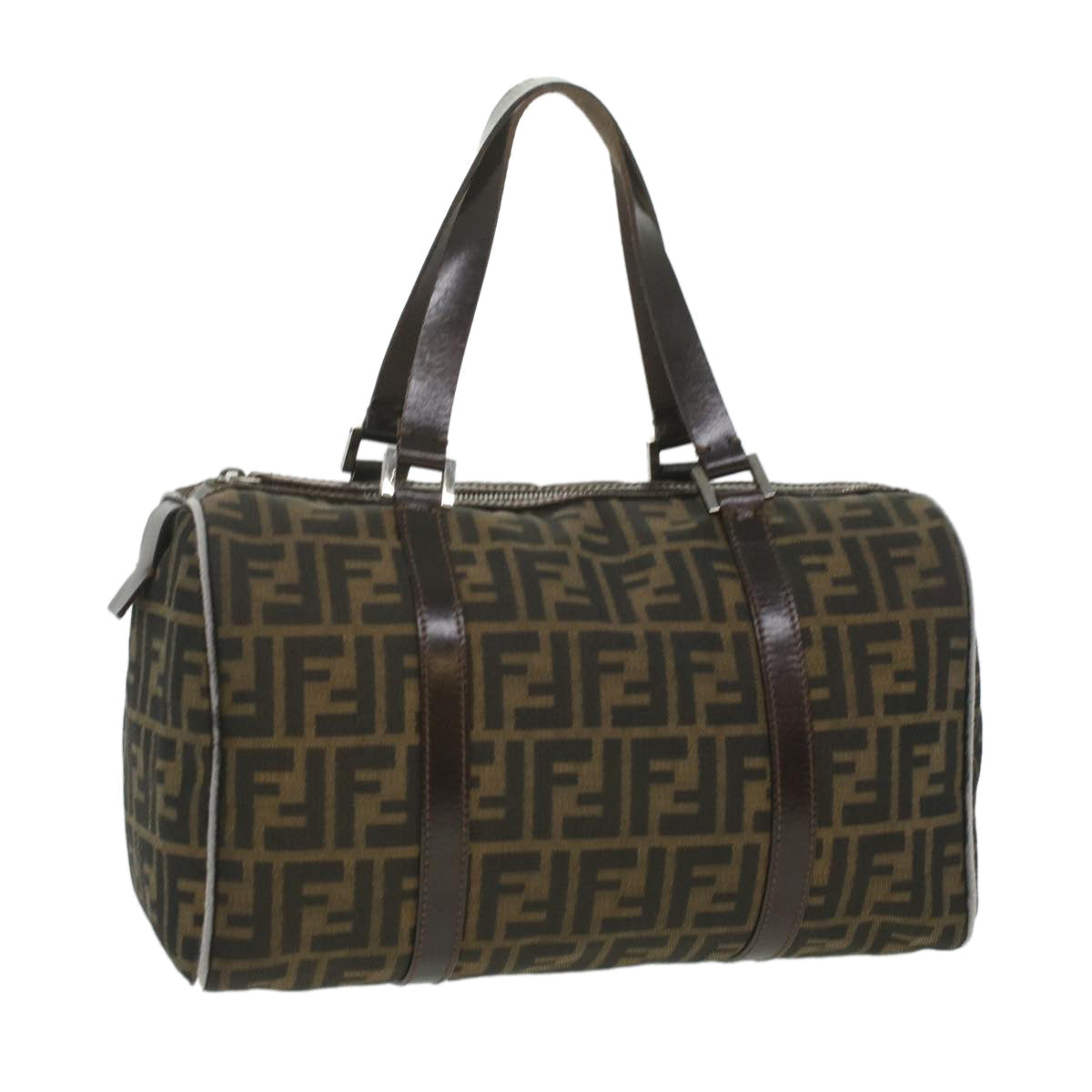 FENDI Zucca Canvas Boston Bag Brown Black 16327 ar8880
