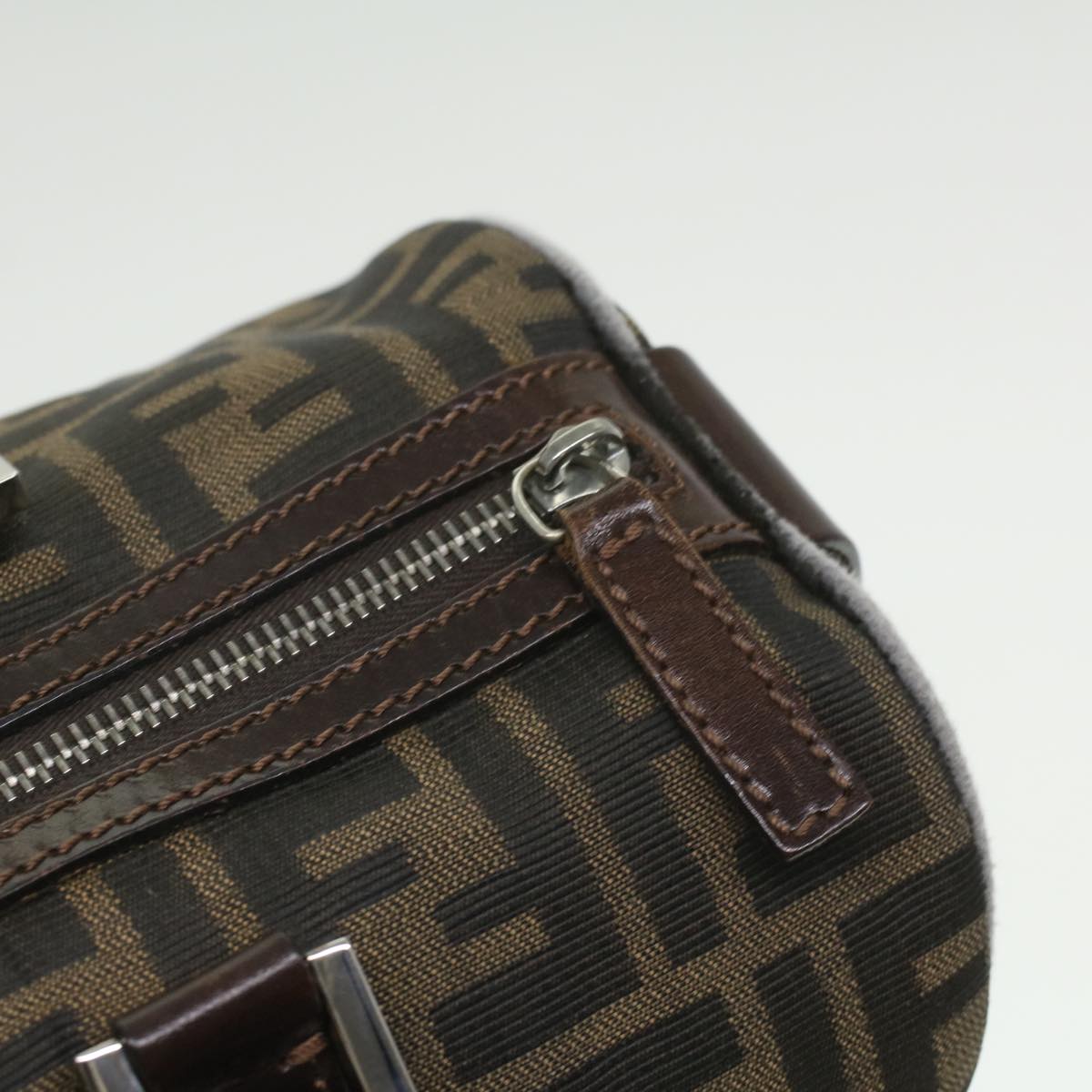 FENDI Zucca Canvas Boston Bag Brown Black 16327 ar8880