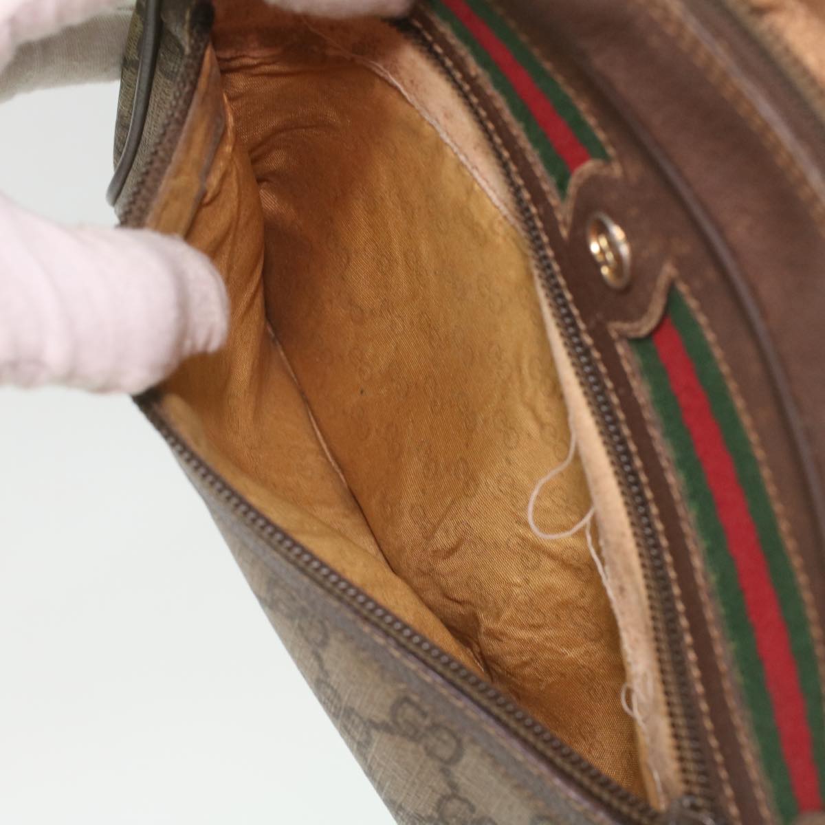 GUCCI GG Canvas Web Sherry Line Shoulder Bag Beige Red Green ar8987