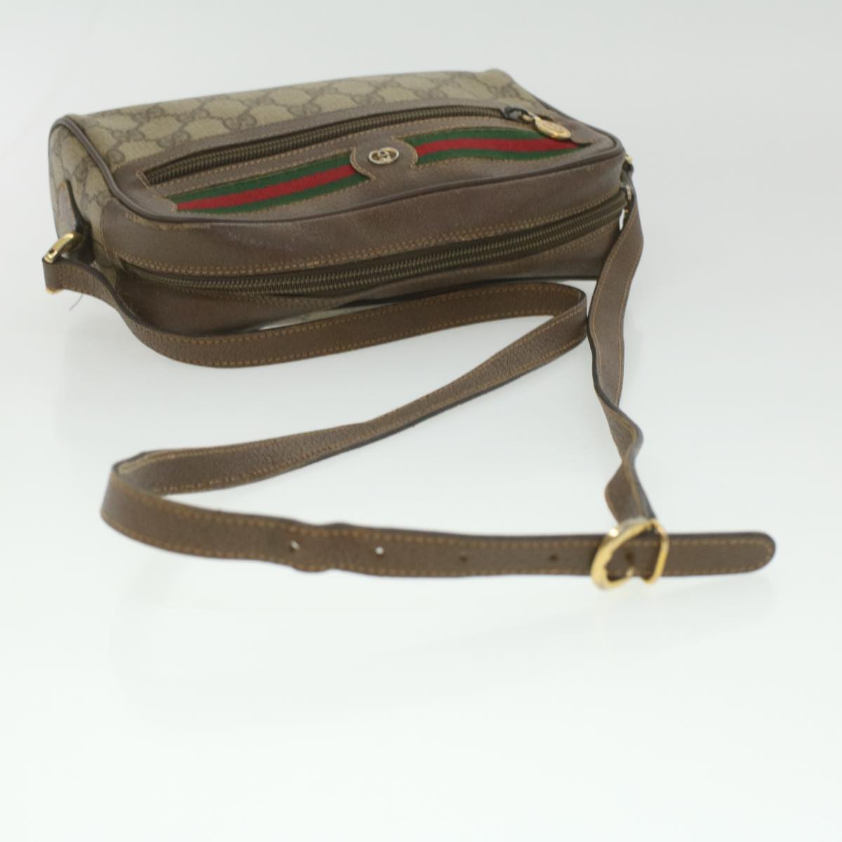 GUCCI GG Canvas Web Sherry Line Shoulder Bag Beige Red Green ar8987