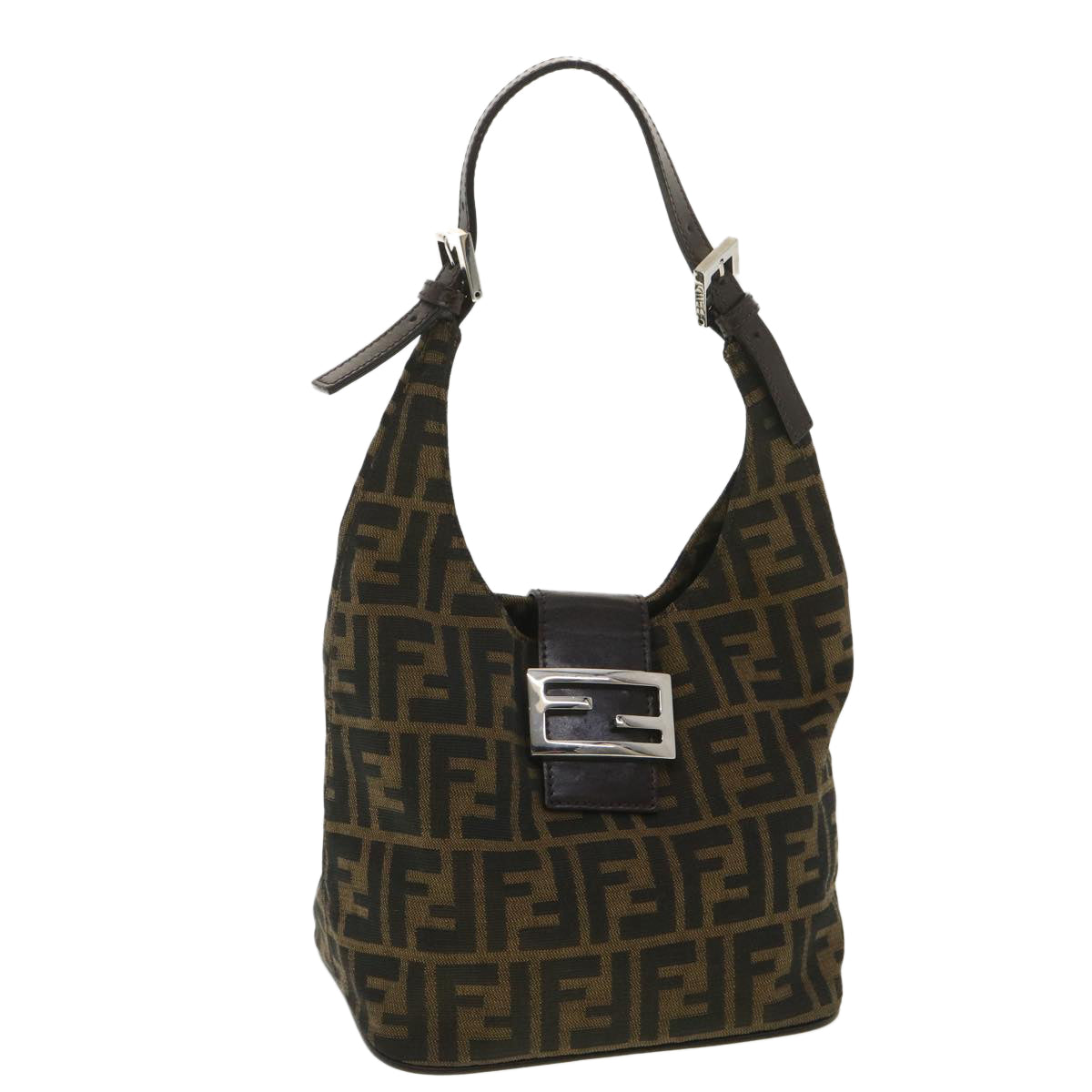 FENDI Zucca Canvas Mamma Baguette Shoulder Bag Brown 2119 26686 008 ar9002
