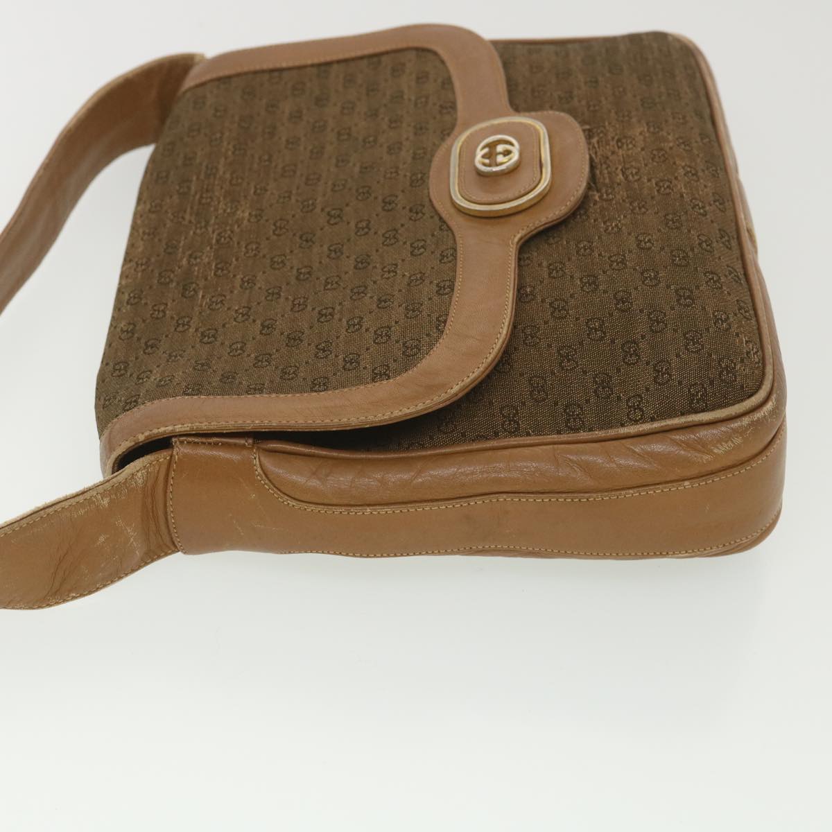 GUCCI Micro GG Canvas Shoulder Bag Beige Brown ar9061